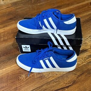 Adidas Men's Royal Blue and White Sneakers